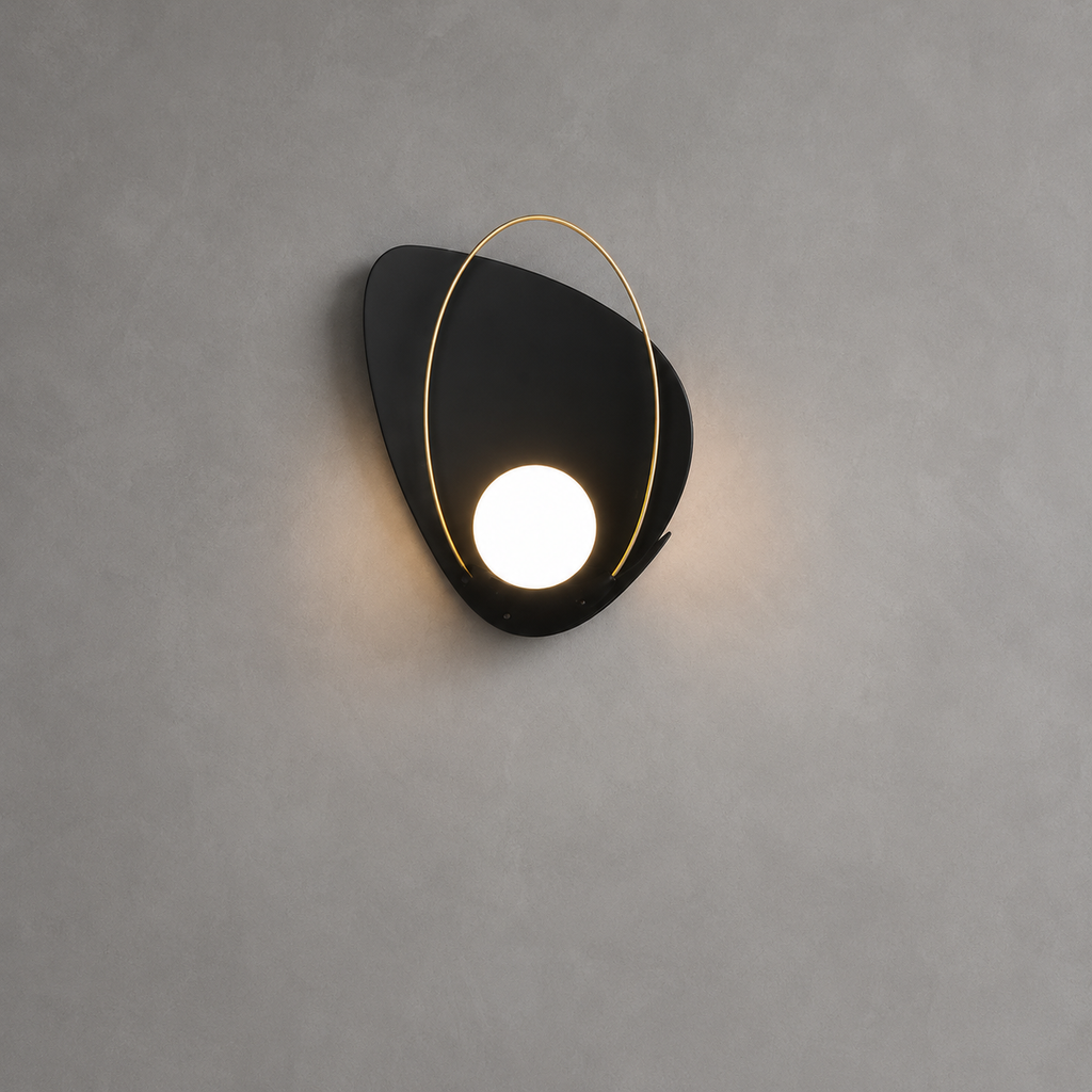 Modern wall light fixture on a gray wall