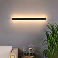 Modern wall light fixture on a gray wall with decorative elements and a plant.