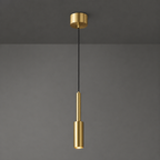 Gold pendant light fixture on a gray background