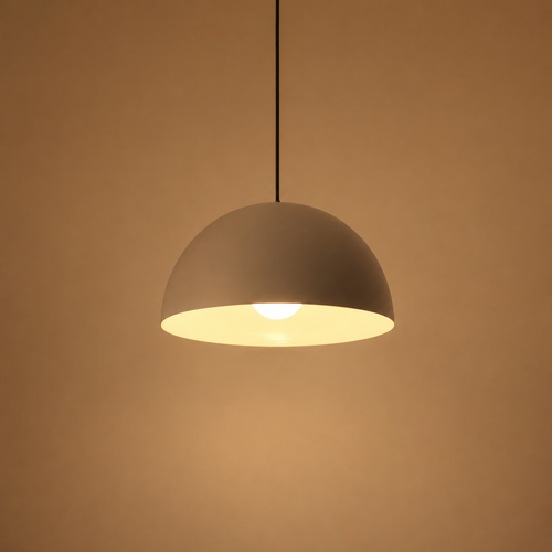 Gray pendant light on a brown background